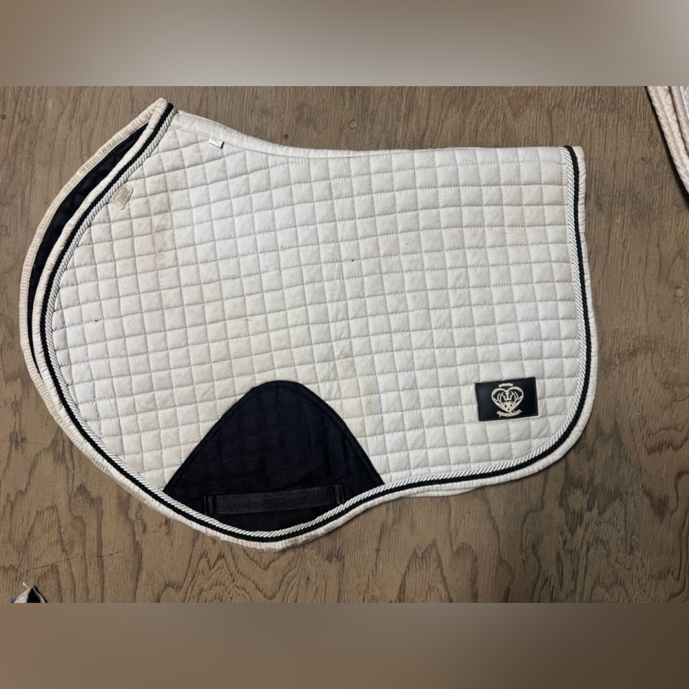White Quilted Saddle Pad with Black Trim